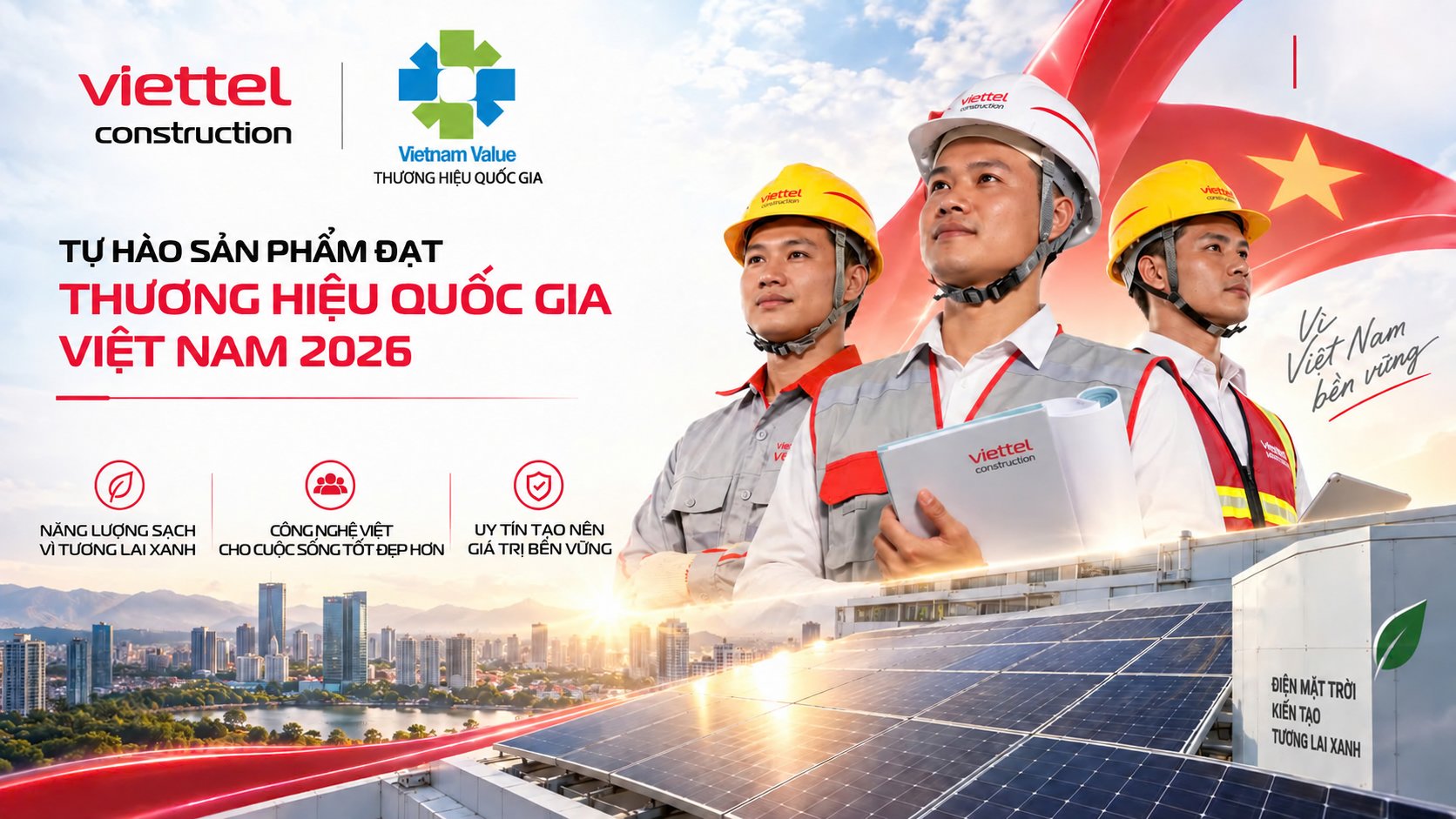 Giải pháp điện năng lượng mặt trời Viettel Construction đạt Thương hiệu quốc gia Việt Nam 2026